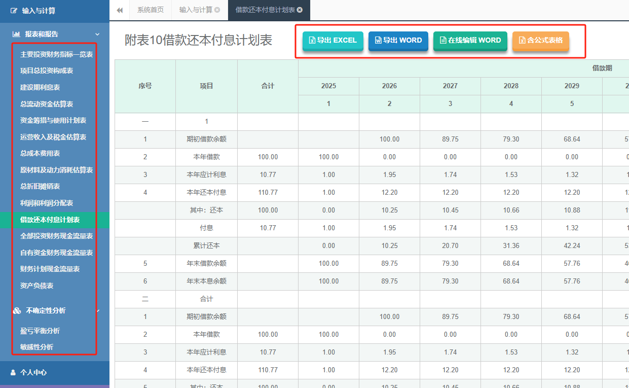 年产50万吨环保型矿渣微粉生产项目借款还本付息计划表